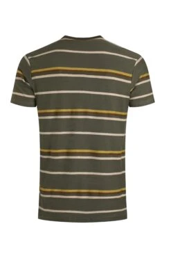 Herne Organic Cotton Stripe T-Shirt Deep Lichen Green -WeirdFish Clothing Shop 129274