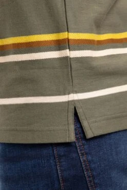 Herne Organic Cotton Stripe T-Shirt Deep Lichen Green -WeirdFish Clothing Shop 129276