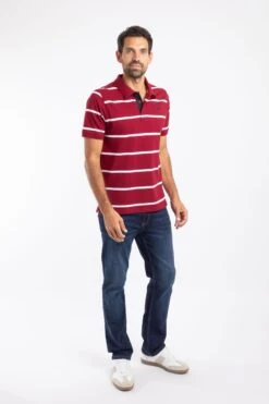 Fabian Organic Cotton Striped Pique Polo Garnet 11 Fabian Organic Cotton Striped Pique Polo Garnet -WeirdFish Clothing Shop 129289