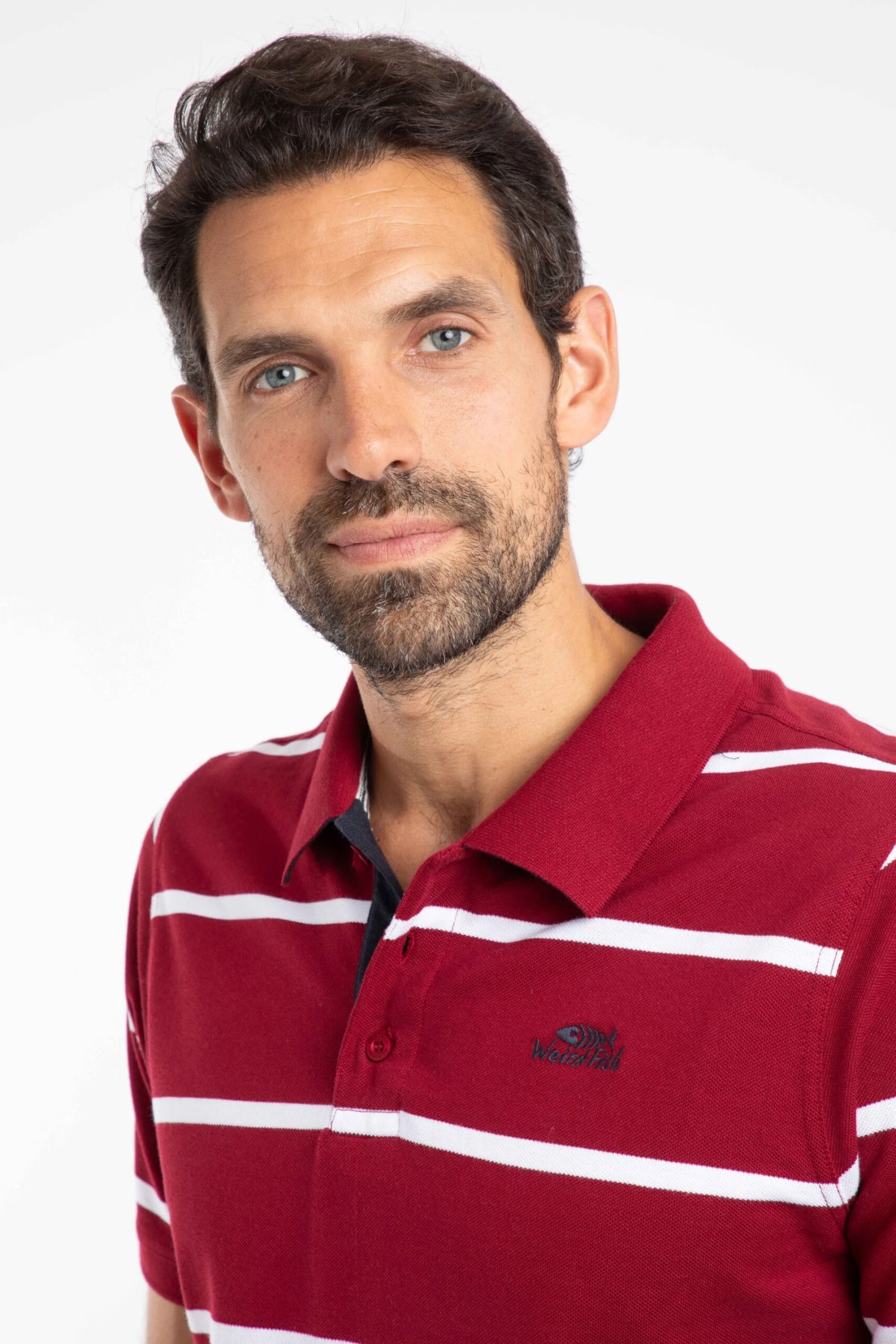 Fabian Organic Cotton Striped Pique Polo Garnet 5 Fabian Organic Cotton Striped Pique Polo Garnet - Image 5