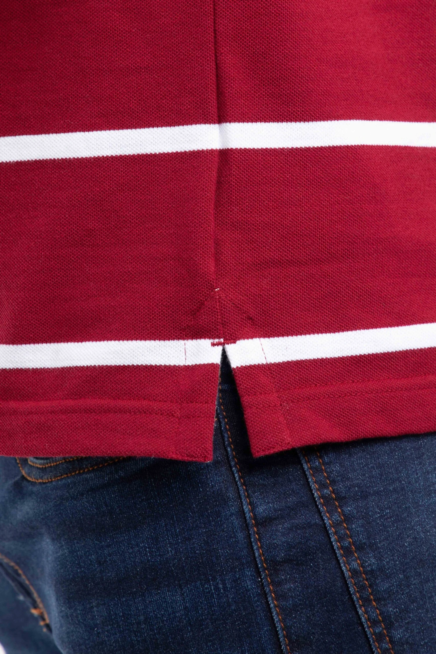 Fabian Organic Cotton Striped Pique Polo Garnet 7 Fabian Organic Cotton Striped Pique Polo Garnet - Image 7