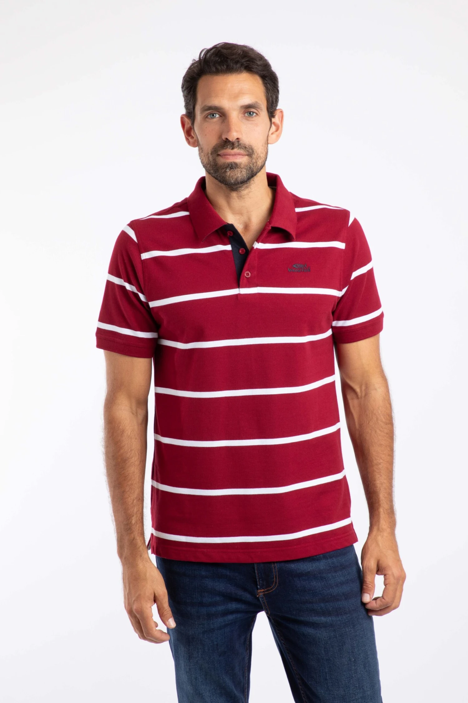 Fabian Organic Cotton Striped Pique Polo Garnet 8 Fabian Organic Cotton Striped Pique Polo Garnet - Image 8