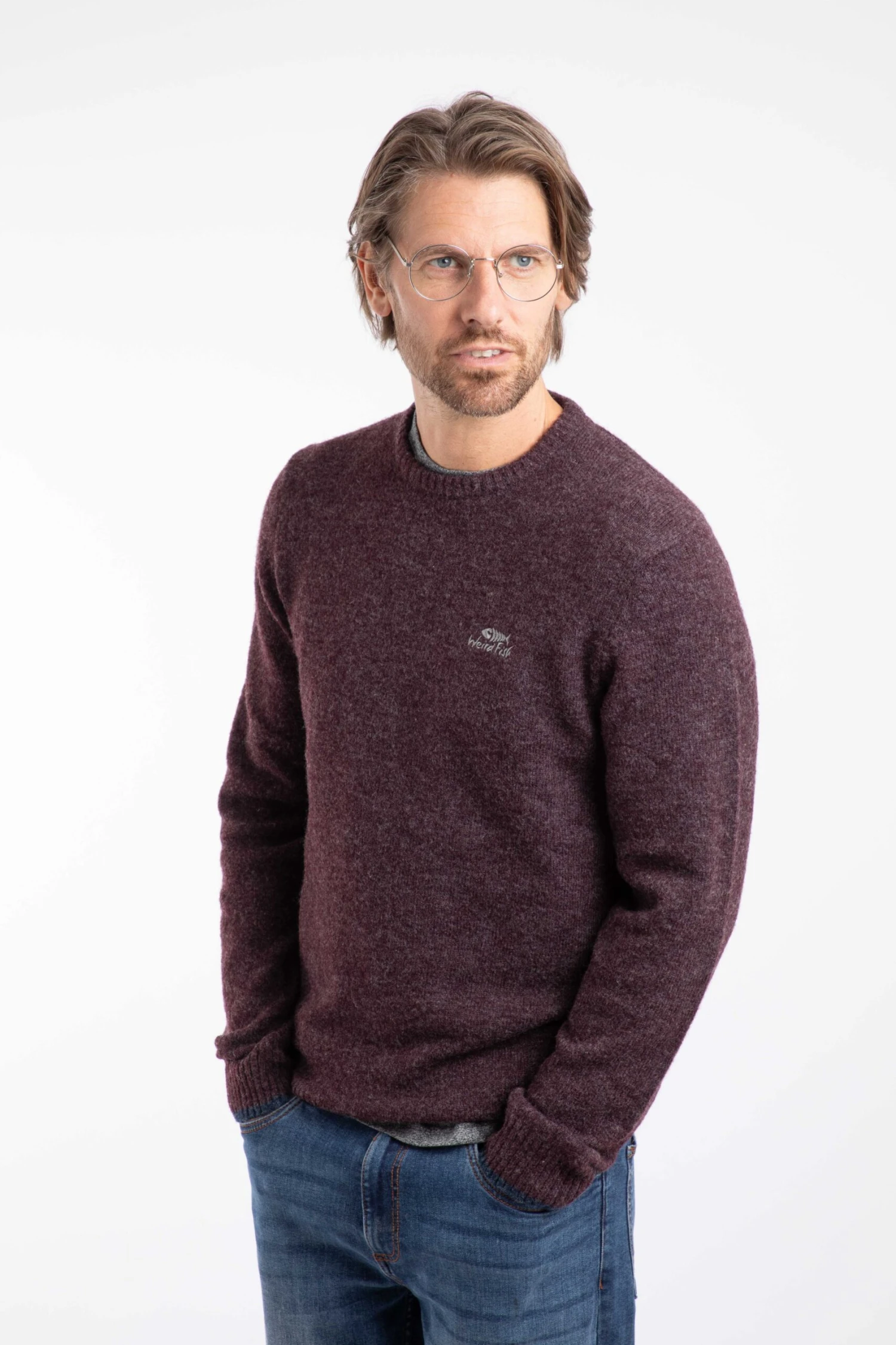 Gorleston Crew Neck Jumper Aubergine 2 Gorleston Crew Neck Jumper Aubergine - Image 2