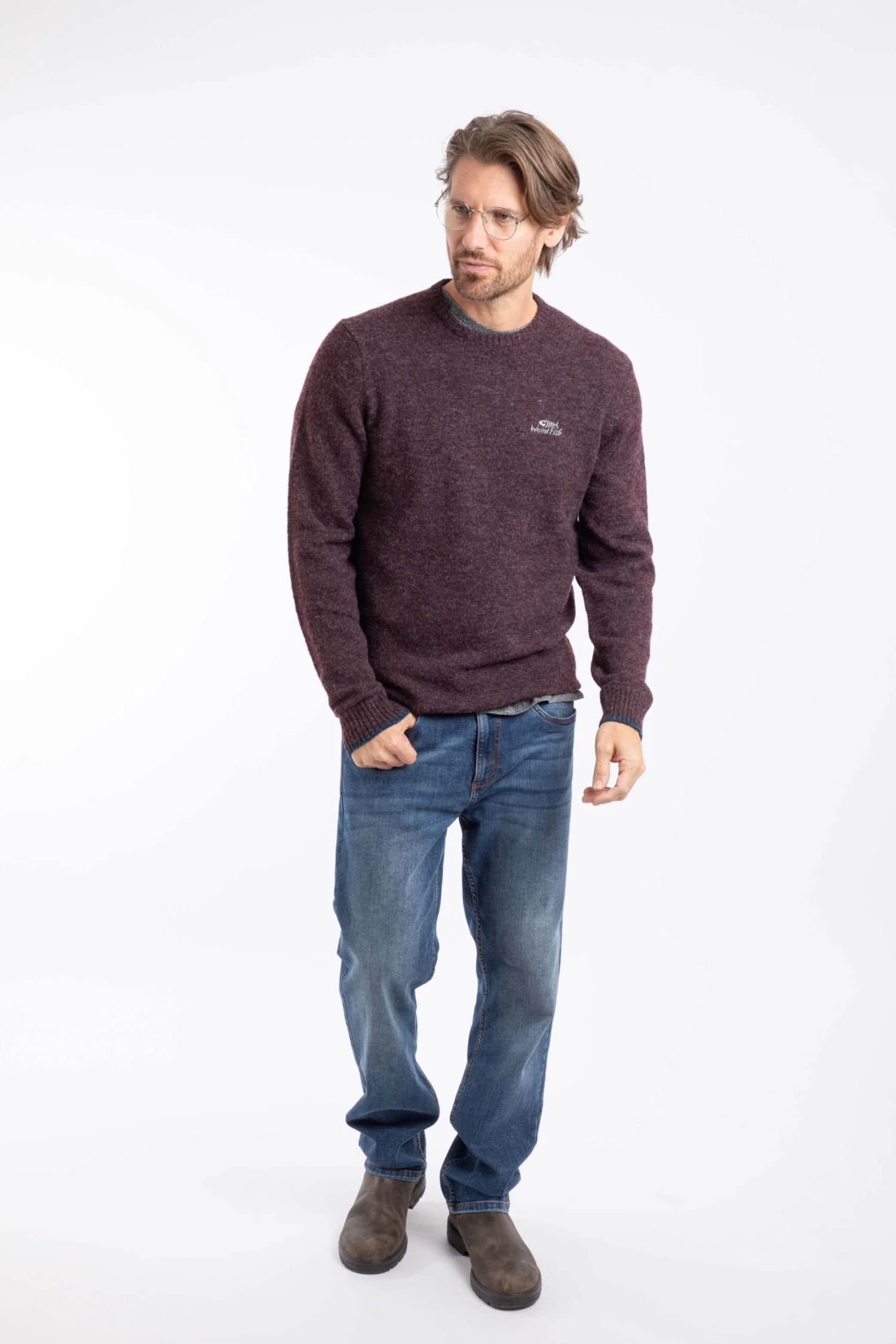 Gorleston Crew Neck Jumper Aubergine 5 Gorleston Crew Neck Jumper Aubergine - Image 5
