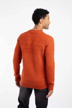 Fahri Mixed Stitch Crew Neck Jumper Rust Leaves -WeirdFish Clothing Shop 129440