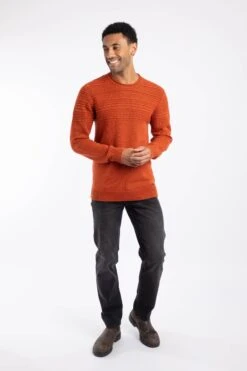 Fahri Mixed Stitch Crew Neck Jumper Rust Leaves -WeirdFish Clothing Shop 129441