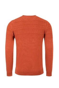 Fahri Mixed Stitch Crew Neck Jumper Rust Leaves -WeirdFish Clothing Shop 129443