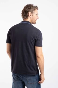 Dylan Organic Cotton Tipped Collar Polo Shirt Midnight -WeirdFish Clothing Shop 129583