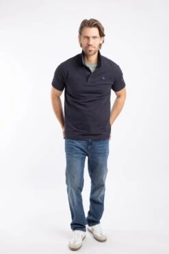 Dylan Organic Cotton Tipped Collar Polo Shirt Midnight -WeirdFish Clothing Shop 129584
