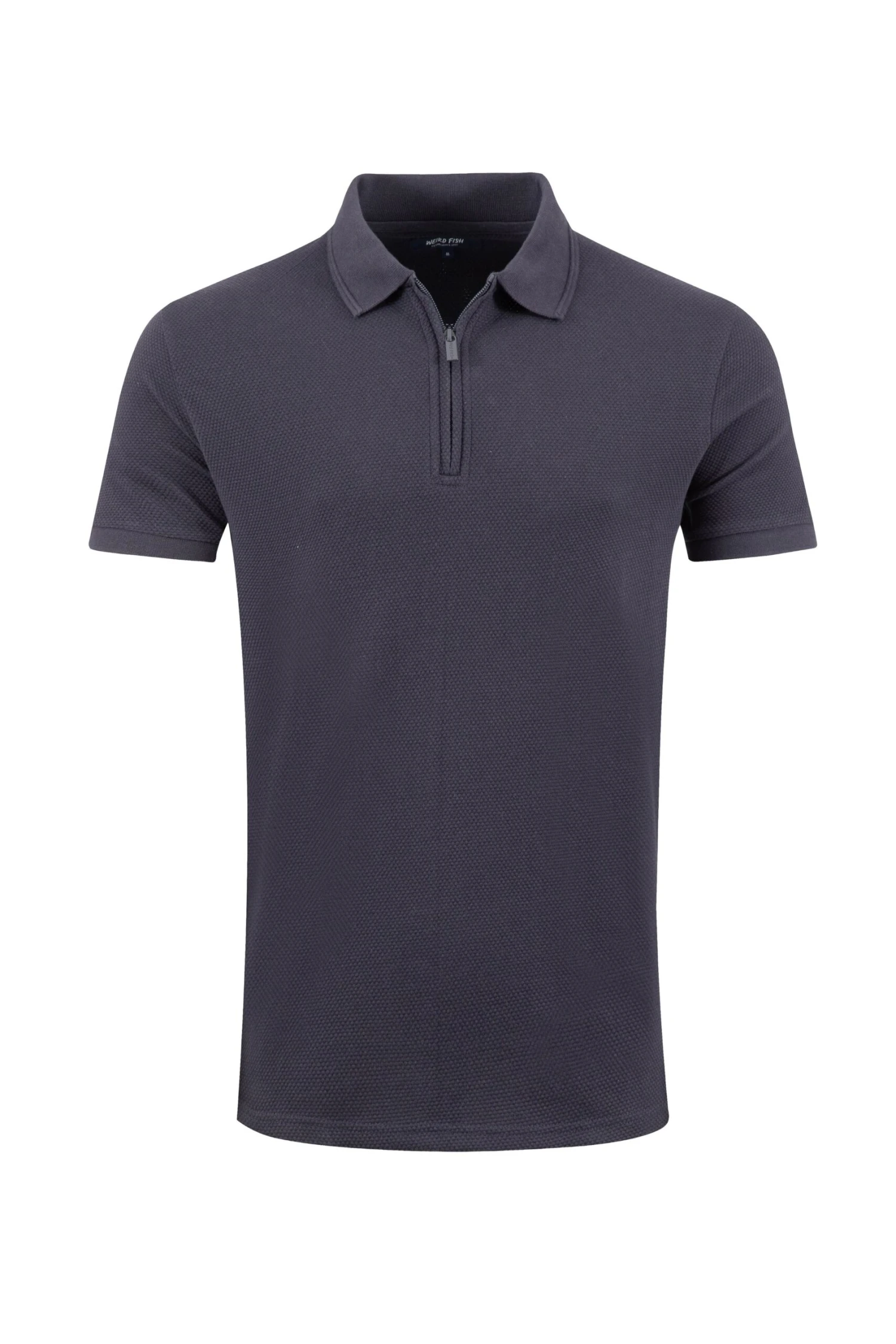 Murray Organic Cotton Half Zip Textured Jersey Polo Midnight 2 Murray Organic Cotton Half Zip Textured Jersey Polo Midnight - Image 2