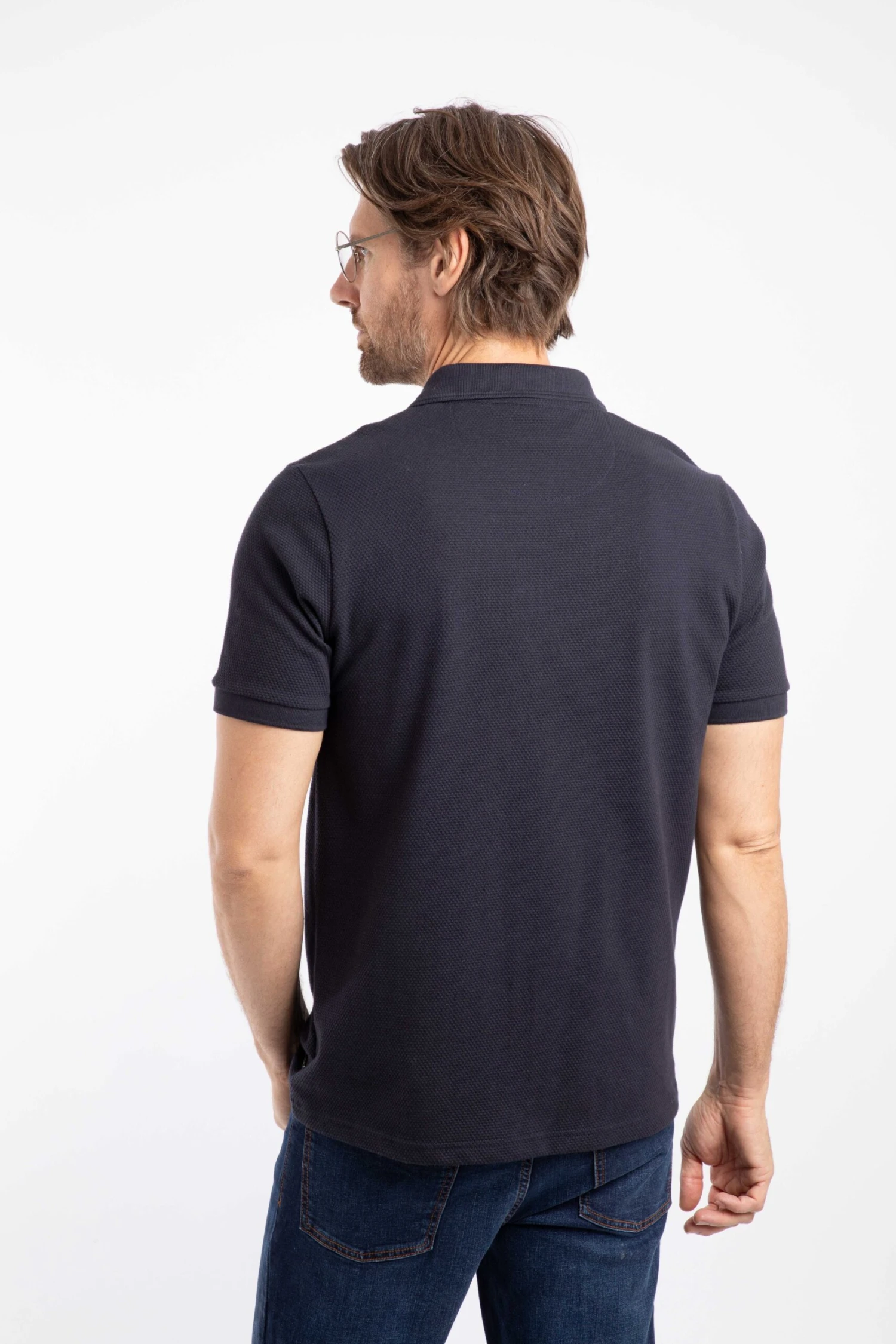 Murray Organic Cotton Half Zip Textured Jersey Polo Midnight 3 Murray Organic Cotton Half Zip Textured Jersey Polo Midnight - Image 3