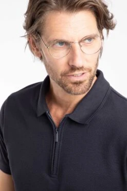 Murray Organic Cotton Half Zip Textured Jersey Polo Midnight 12 Murray Organic Cotton Half Zip Textured Jersey Polo Midnight -WeirdFish Clothing Shop 129617