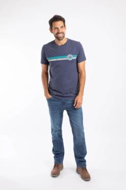 Wave Stripe Graphic T-Shirt Dark Blue -WeirdFish Clothing Shop 129625