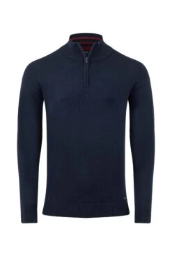 Frederick 1/4 Zip Fine Knit Jumper Midnight -WeirdFish Clothing Shop 129721