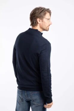 Frederick 1/4 Zip Fine Knit Jumper Midnight -WeirdFish Clothing Shop 129722