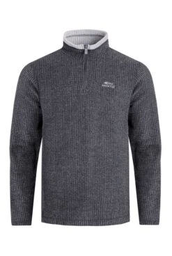 Newark 1/4 Zip Grid Fleece Washed Black -WeirdFish Clothing Shop 73448